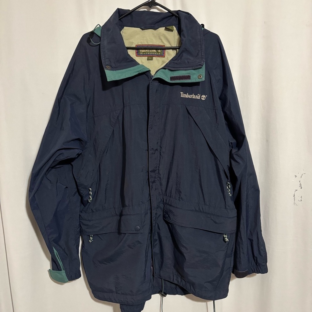Timberland Vintage Lightweight Windbreaker Jacket Navy Blue XL Unisex